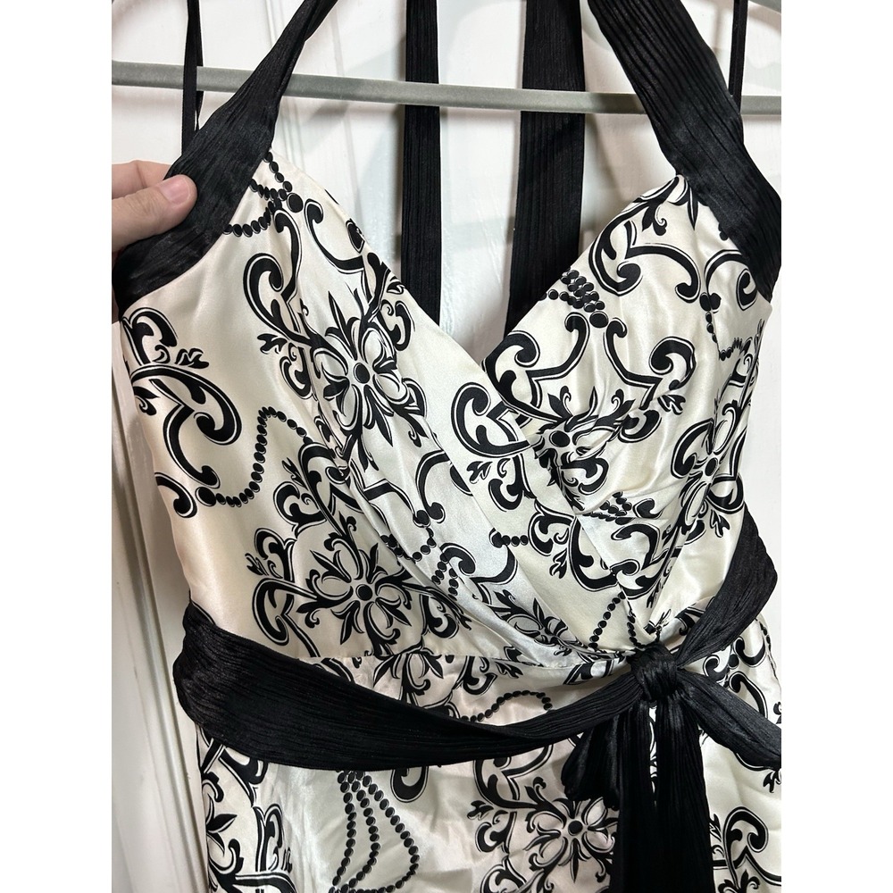 White House Black Market Silk Bustier Halter Top Sz 6 black/white Y2K Club - Picture 2 of 6